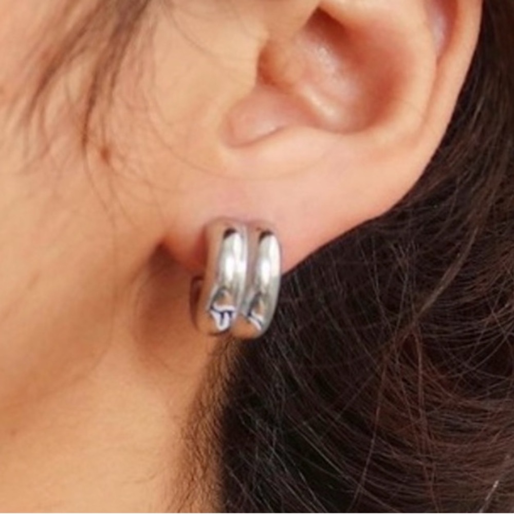 Silver Double C Hoop Earrings (7553)